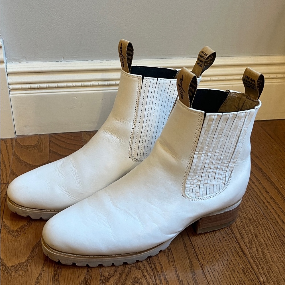 MIJA WHITE LEATHER CHELSEA BOOTS SIZE 9 - Picture 7 of 12